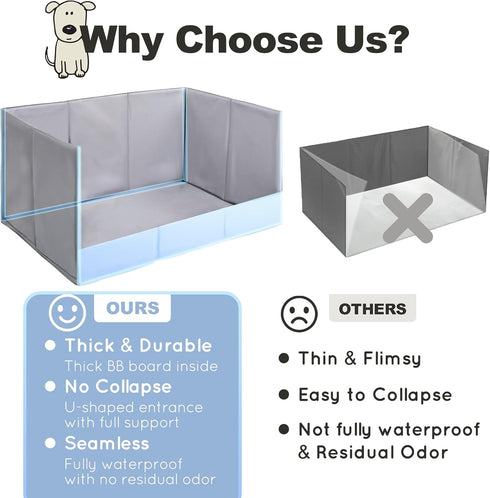 HQ4US 4LEGS Seamless, Dog Litter Box, Pee Pad Holder Foldable, Indoor Dog Potty Tray for Puppy & Medium Dogs, High