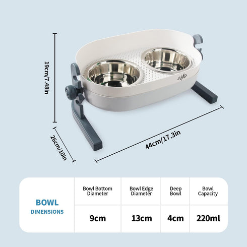 All for Paws Height Adjustable Cat Elevated Bowls - Stainless Steel Dog Food Water Bowls, Mess Proof Pet Feeding Bowls