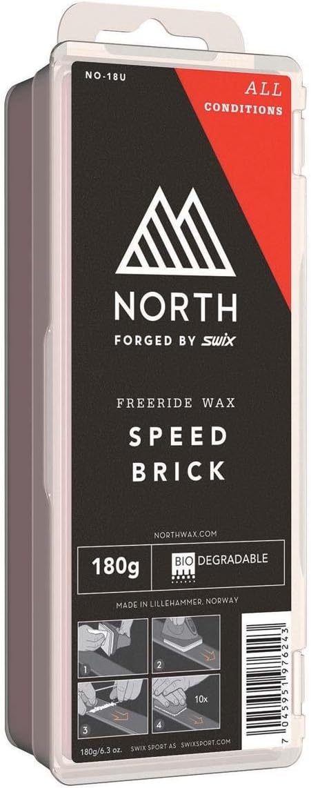 Swix North Speed Brick Universal Range Wax - Snowboard & Ski All Temp, 180g, Red