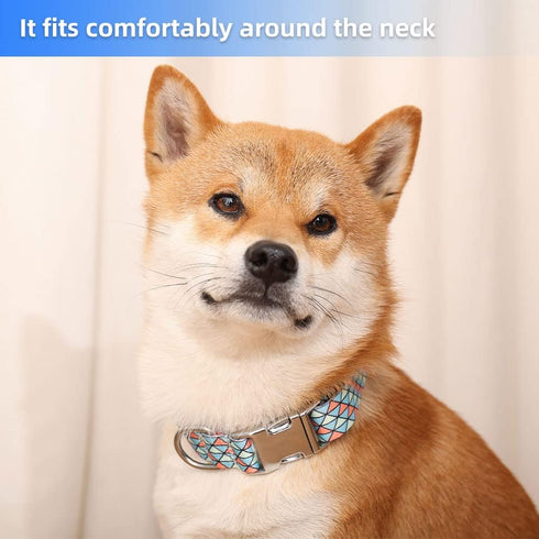 Adjustable Pet Collar with Metal Buckle, Cute Colors for Small Medium Large Dogs, Breathable Soft (Medium, Red Blue)