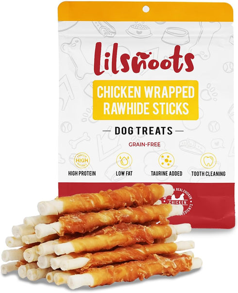 Chicken Wrapped Rawhide Sticks Dog Treats 10.6oz w/Taurine Rawhide Sticks Puppy Training