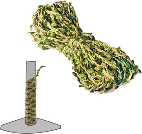 Hemp Rope for Cat Scratch Post Tree Replacement - Cat Scratcher Accessories with Artificial Leaves for Crafts