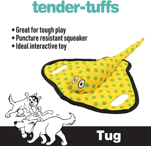 SmartPetLove Snuggle Puppy Tender-Tuffs Tug of War Dog Toy - Extra Large Yellow Stingray Big Ray with Puncture