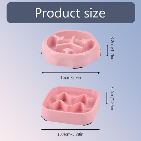 2 PACK Slow Feeder Dog Bowls Small Breed, Pink Silicone Dog Bowl, Silicone Slow Feeder Dog Bowls to Slow Down Pets' Eating Speed for Medium Small Breed Size Dogs & Cats