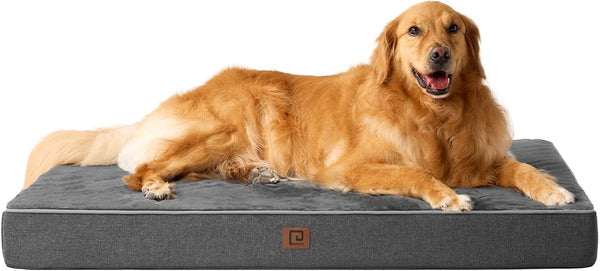 EHEYCIGA Orthopedic Memory Foam Dog Beds for Jumbo Dogs with Removable Waterproof Liner, Dark Grey, 47x29
