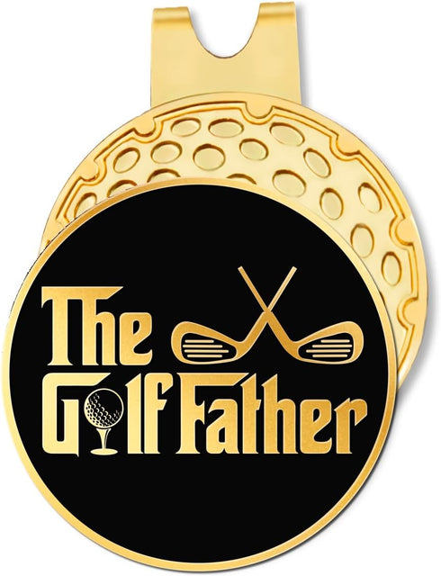 Hafhue The Golf Father Black Gold Golf Ball Marker with Magnetic Hat Clip - Funny Gifts for Men Dad Grandpa