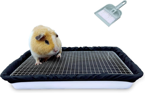 DOZZOPET Guinea Pigs Litter Box with Stainless Steel Grid & 2 Reusable