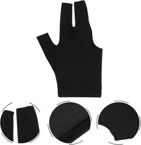 Vaguelly Breathable Fingerless Nylon Billiard Gloves, Wear-Resistant Three-Finger Sports Gloves for Pool and Snooker