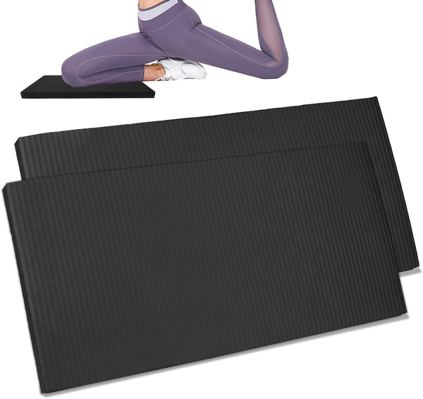 Yoga Knee Pad Cushion - Thick Non-Slip Support for Knees, Wrists, Elbows - Earth-Friendly Black Yoga Mat, 24x12.2 Inch