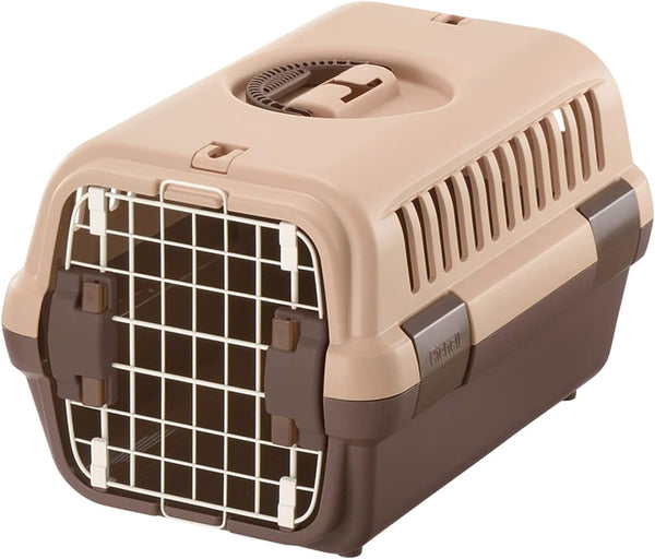 Richell Pet Travel Carrier, Size Small, Brown, for Dogs & Cats up to 11 lbs, Travel Carrier or Crate
