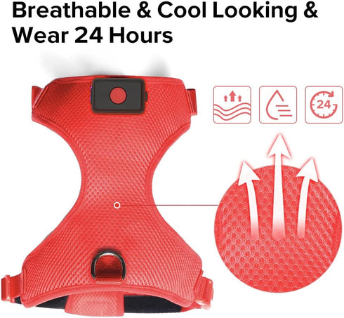 Light Up Dog Harness - Rechargeable LED Vest, No-Pull Glowing Safety Pet Harness for Night Walking & Camping (Red,