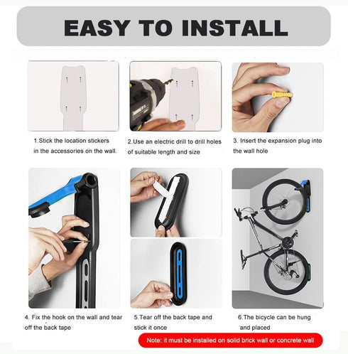 White Garage Indoor Bike Rack, Wall Mount Organizer Hook for Vertical Hanging, Heavy Duty Space Saving