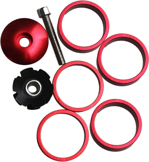 GANOPPER 1 1/8 Inch Headset Spacer with Stem Top Cap - Headset Star Nut in Black, Red, Blue, Gold
