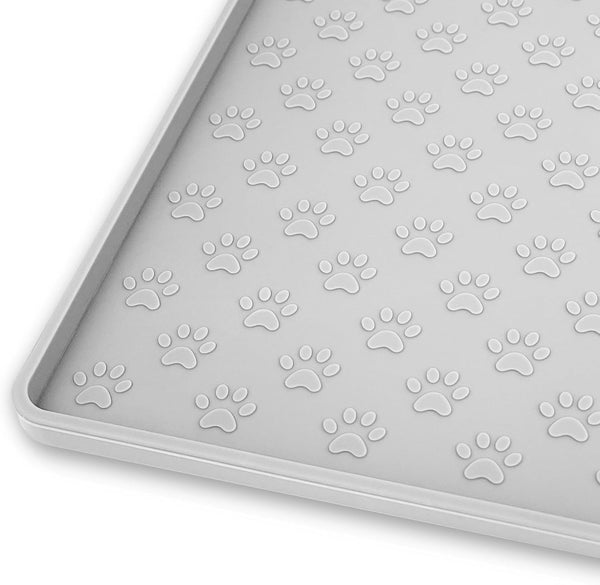 Ptlom Anti-Slip Dog Food Mat, Waterproof High-Lips Dog Feeding Mat for Food and Water, Silicone Tray