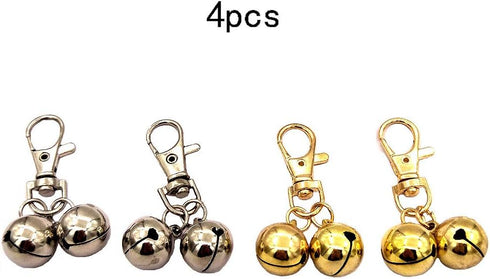 DIY Pet Bells 304 Stainless Steel Dog Bells, 4 pcs Gold and Silver Bell Training Charm Pendants