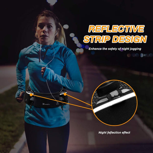 Number-one Running Belt with Water Bottles, 2 x 175ML, Hydration Belt Waterproof Waist Pack for Marathon Running