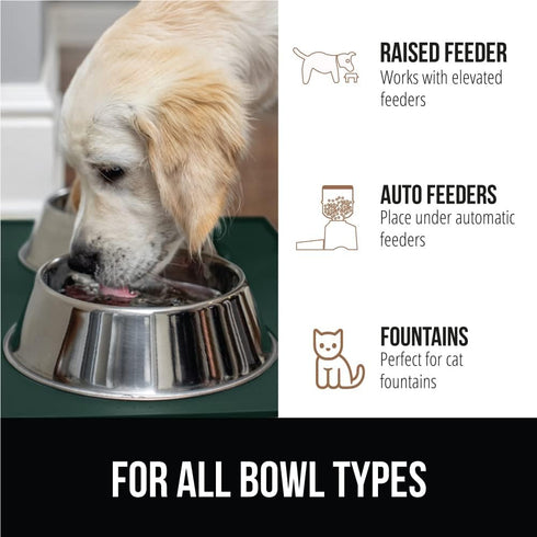 Gorilla Grip 100% Waterproof Raised Edge Silicone Pet Feeding Mat - Dog Cat Food Mat Protects Floors (18.5x11.5 Green)