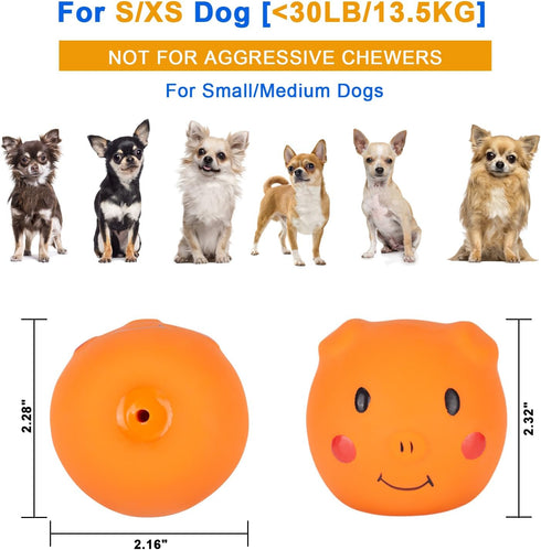 Squeaky Dog Toy, Latex Toys for Puppy and Small Dogs, Piggy Face Squeaky Balls Rubber Soft Chewing Durable Fetch Play