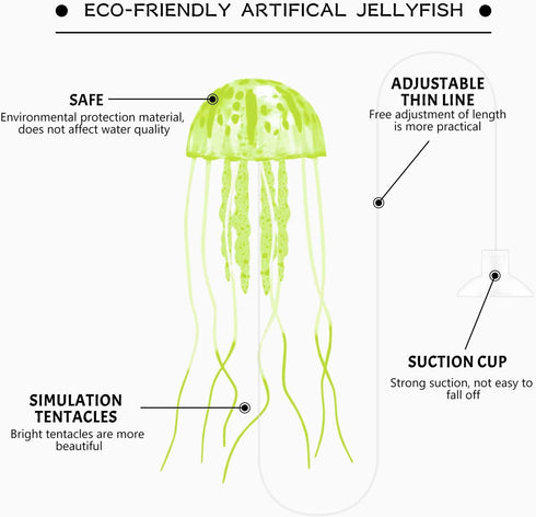 WishLotus 2 PCS Jellyfish Fish Tank Decorations, Simulation Jellyfish Plant Ornament, Glow Decorations (S, Yellow)