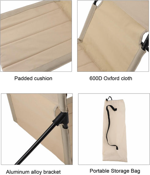Nurnesy Camping Backrest Cushion, Camping Folding Chair Cushion Backrest Casual Stylish Aluminium Alloy Folding Beach
