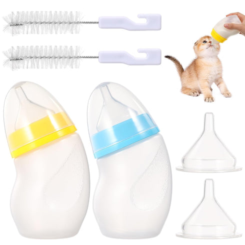180Ml ULTECHNOVO Puppy Bottle Curved Neck Pet Feeding Bottle with Non-Slip Design Cleaning Brush Replacement