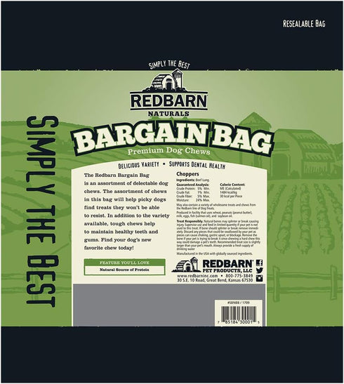 Redbarn All-Natural Bargain Bag Variety Pack of Premium Dog Chews - Grain-Free Dental Treats for All Breeds- Made in USA with No Artificial Ingredients - 2 lb. Bag
