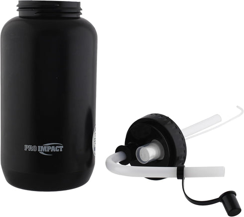 Pro Impact Squeezable Water Bottle - 35.5 Oz with Bendable Long Straw and Spray Cap