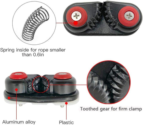 Lixada 2PCS Aluminum Cam Cleats for Kayak, Canoe, Sailing, Fast Entry Boat Dinghy Cleats