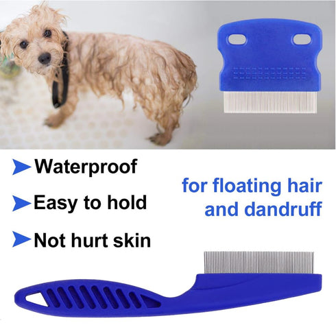 5 Pieces Dog Tear Stain Remover Combs, Pet Grooming Flea Combs, Double Sided Care Comb for Kittens Puppies (Blue)