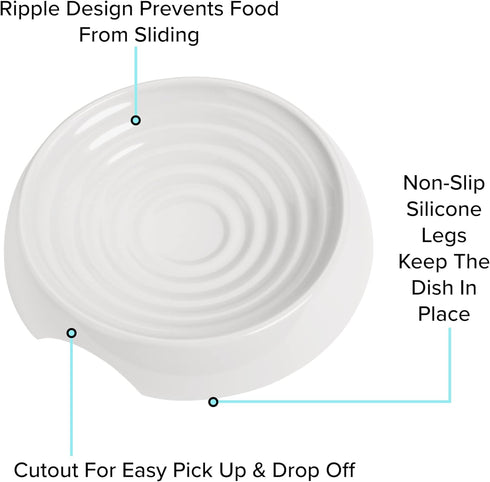 CatGuru Whisker Friendly Cat Bowls, Non Slip Pet Feeding Bowls for Indoor Cats, Shallow Kitten Dish (Marshmallow)