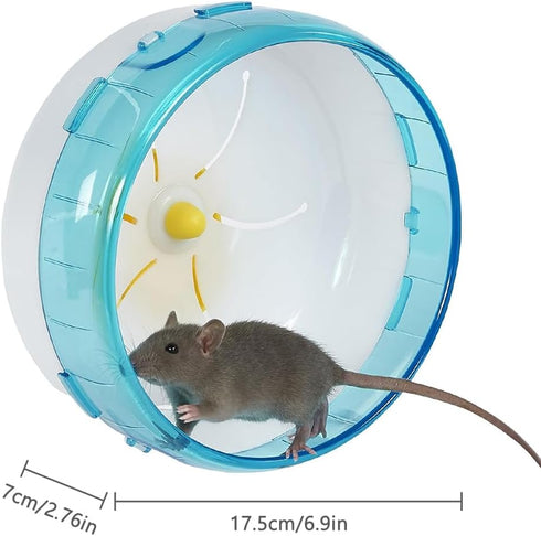Hamster Exercise Wheel Silent Spinner Pet Running Wheel for Cage Plastic Small Animal Exercise Wheels for Dwarf Syrian Hamster Gerbils Guinea Pig - Blue,17.5 cm