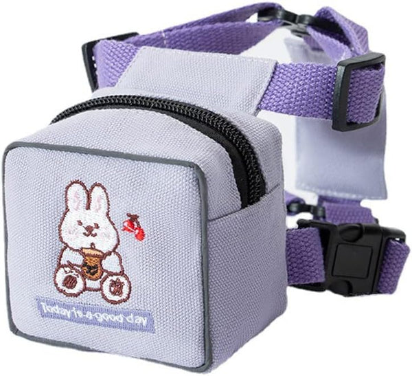 Dog Cute Plush Backpack with Pocket, Adjustable Dog Harness Vest with D-Ring for Cats Small Medium Dogs, Cartoon