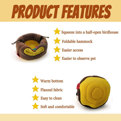 Small Animal Bed Nest Hammock, Winter Warm Comfortable Fit for Squirrel, Sugar Glider, Gerbil, Rat, Hamster