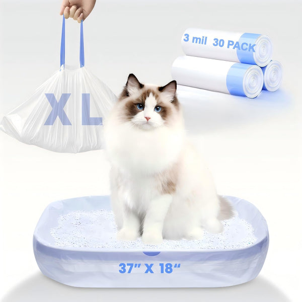 30 Pack Jumbo Cat Litter Bags - 3MIL Extra Thick Leakproof Litter
