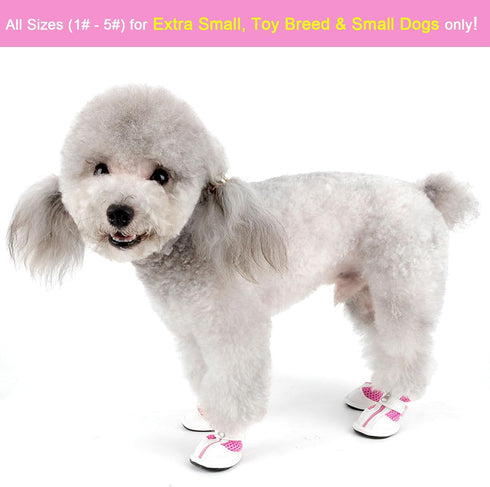 Zunea Small Dog Shoes for Hot Pavement, Breathable Mesh Boots, Adjustable Non-Slip Zipper Pet Booties, Pink 5#