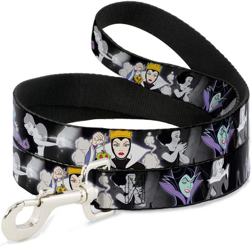 Buckle-Down Pet Leash, Villains Hexing Princess' Scenes, 6 Feet Long, 1" Wide, Color/Black/White