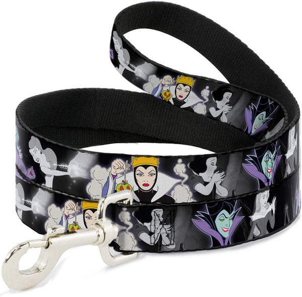 Buckle-Down Pet Leash, Villains Hexing Princess' Scenes, 6 Feet Long, 1" Wide, Color/Black/White