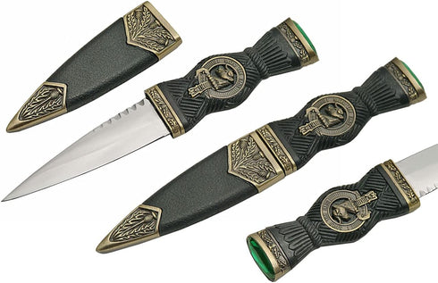 Szco Supplies 7.25" Emerald Colored Sgian Dubh Scottish Dirk Knife with Bronze Scabbard