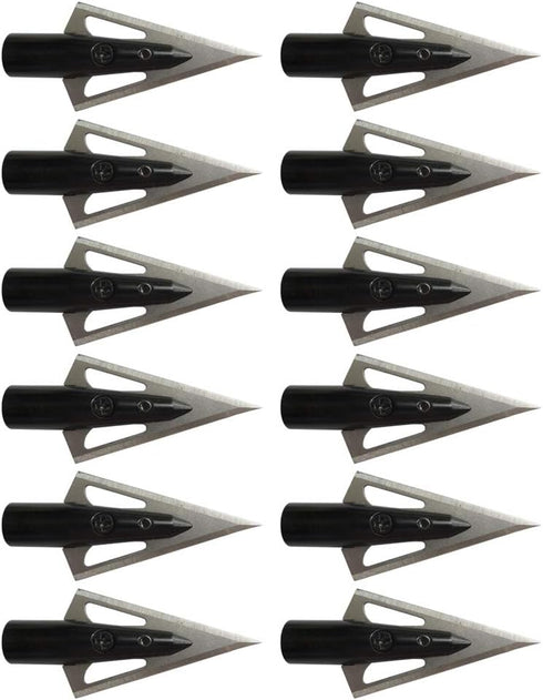 12pcs 135 0.35" 1" 2-Blade, Traditional Wooden Arrow Specific Hunting Broadheads - Grain, Inner Aperture, Cutting