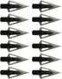 12pcs 135 0.35" 1" 2-Blade, Traditional Wooden Arrow Specific Hunting Broadheads - Grain, Inner Aperture, Cutting