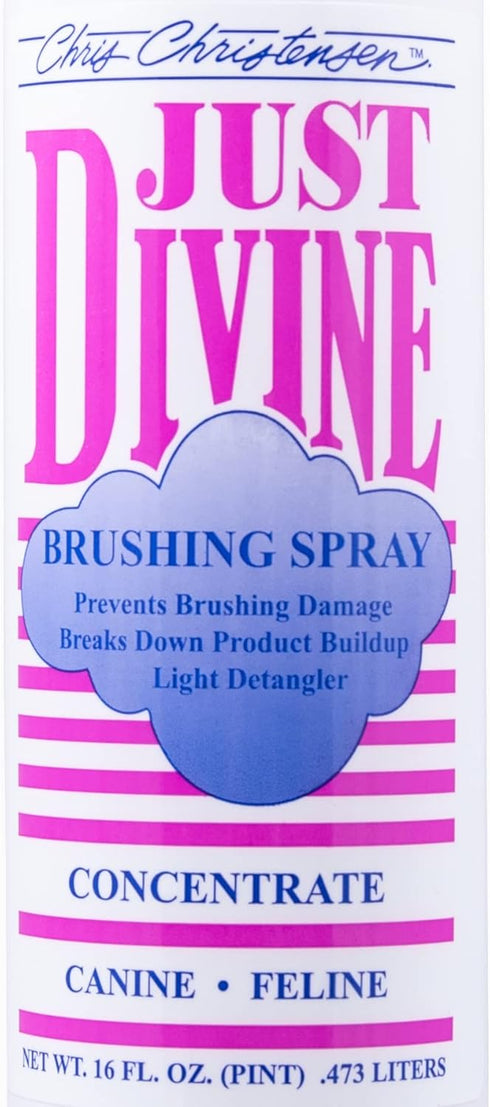 Chris Christensen Just Divine Dog Brushing Spray Concentrate, Light Detangler for All Coat Types, Made in USA, 16oz