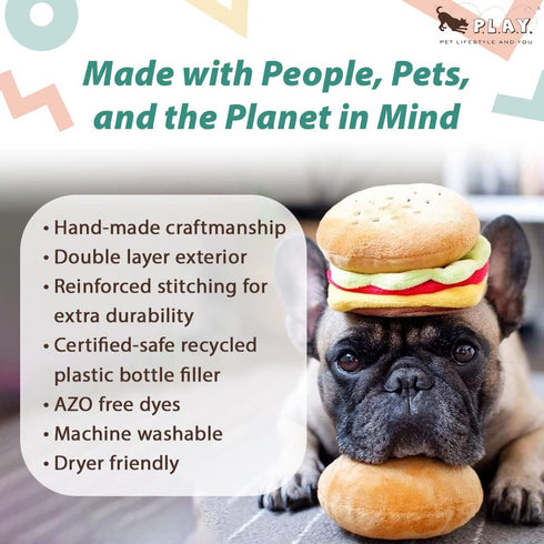 P.L.A.Y. Cute Plush Dog Toys - Fast Food Themed Durable Squeaker Chew Toy, Great for Puppies & Small, Medium Dogs