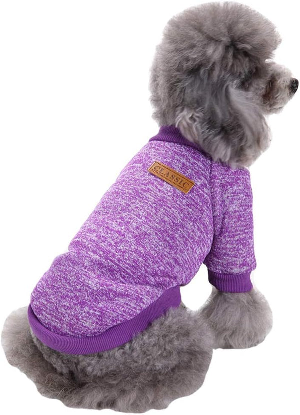 Jecikelon Purple Dog Sweater for Small Dogs, Soft Winter Clothing for Puppies, XXS XS, Cat Apparel (Large)