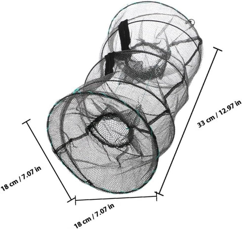 18x33cm Toyvian Collapsible Spring Cage Fish Trap and Shrimp Trap Net with Black Fine Mesh for Crab Fishing and Bait