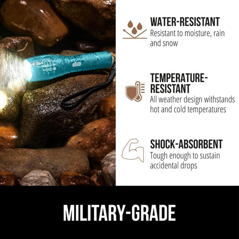 Gorilla Grip Powerful LED Flashlight - 750 FT Water Resistant with 5 Adjustable Modes - High Lumens Ultra Bright Mini