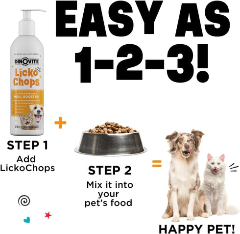 Dinovite Lickochops Supplement for Dog & Cat, Enhanced with Omega-6, 3 Fatty Acids, Probiotics, Vitamin E, 16 oz