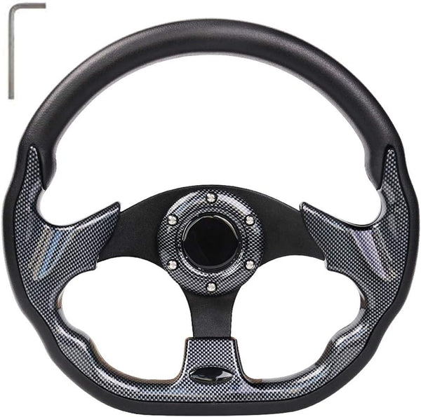 MOSNAI Golf Cart Steering Wheel or Adapter - Fits Club Car EZGO Yamaha, Universal D Shape Design
