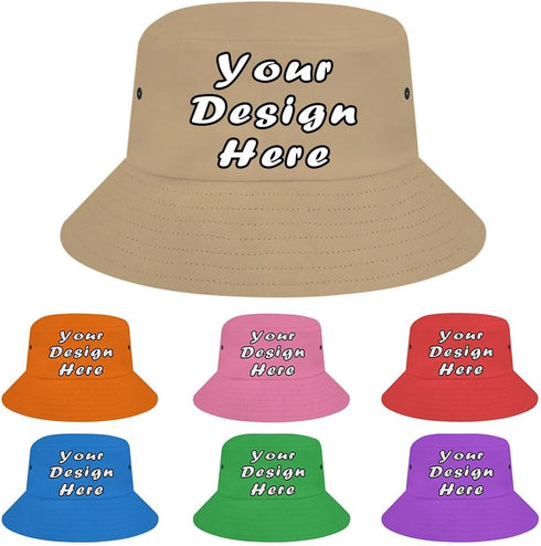 Custom Bucket Hat, Design Your Own Text, Personalized Fishermans Cap, 40 Colors