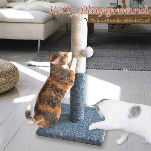 Barelove Tall Cat Scratching Post, Natural Sisal Rope with Interactive Hanging Plush Ball Toy, Durable Cat Claw