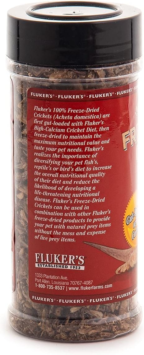 Fluker's Freeze Dried Crickets, Ideal for Reptiles, Birds, Fish, 1.2 oz, Packed with Protein